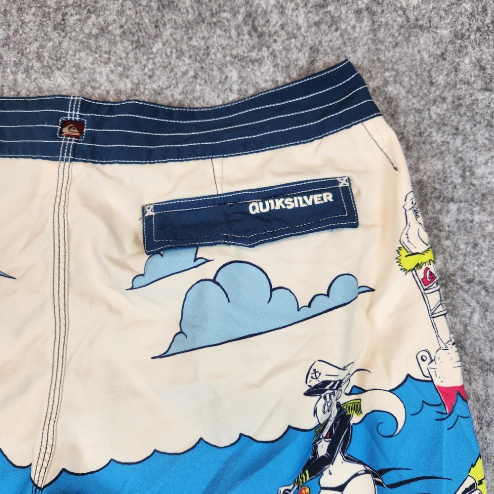 Quiksilver Lake Haveabrew Board Shorts Men 33 Blue Swim Trunks Surf Yatch Shrimp - Picture 5 of 7